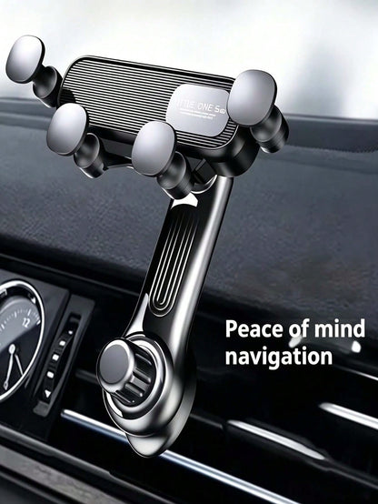 Gravity Sensing Car Air Vent Phone Holder, Anti-Shake Stable Hands-Free Phone Mount, Adjustable Telescopic Arm Air Vent Clip, ABS Waterproof Universal Car Navigation Phone Holder, Suitable For All Sma
