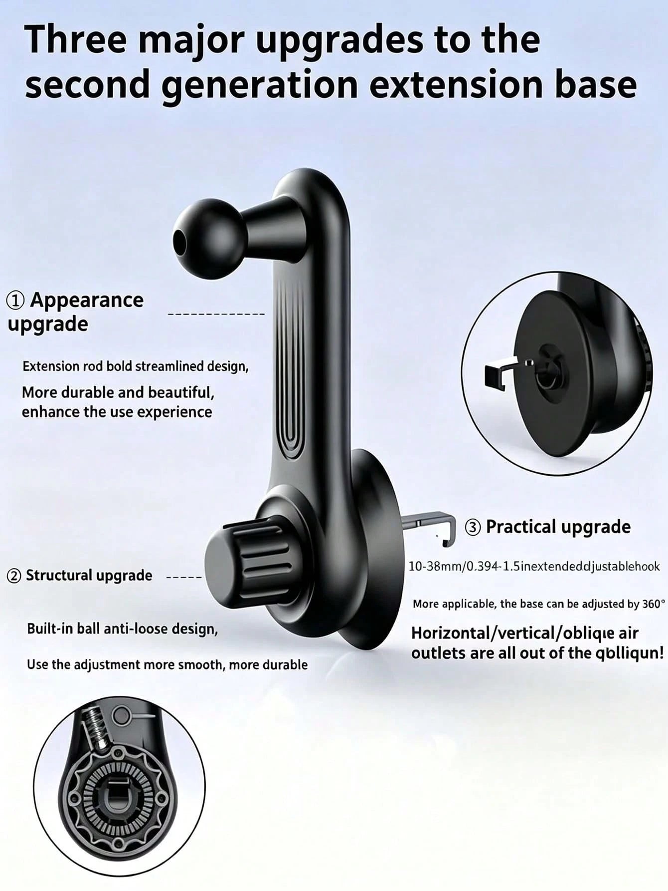 Gravity Sensing Car Air Vent Phone Holder, Anti-Shake Stable Hands-Free Phone Mount, Adjustable Telescopic Arm Air Vent Clip, ABS Waterproof Universal Car Navigation Phone Holder, Suitable For All Sma