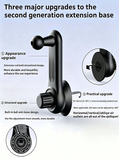 Gravity Sensing Car Air Vent Phone Holder, Anti-Shake Stable Hands-Free Phone Mount, Adjustable Telescopic Arm Air Vent Clip, ABS Waterproof Universal Car Navigation Phone Holder, Suitable For All Sma