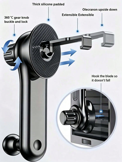 Gravity Sensing Car Air Vent Phone Holder, Anti-Shake Stable Hands-Free Phone Mount, Adjustable Telescopic Arm Air Vent Clip, ABS Waterproof Universal Car Navigation Phone Holder, Suitable For All Sma
