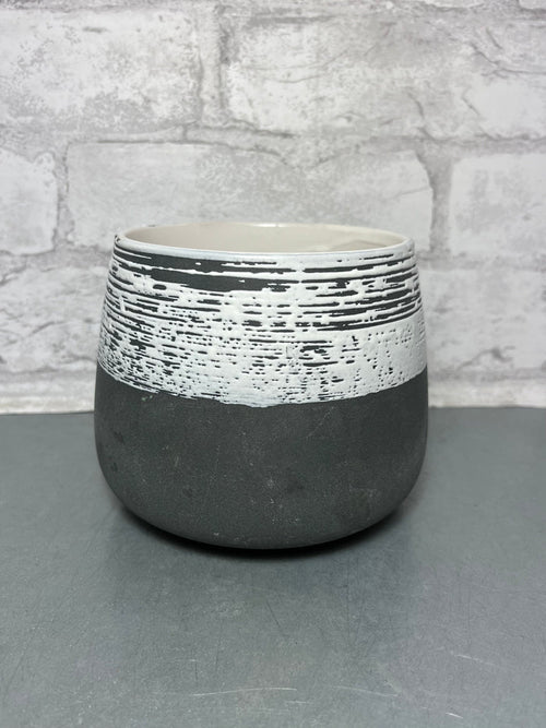 Gray & White Ceramic Pot Planter Pot