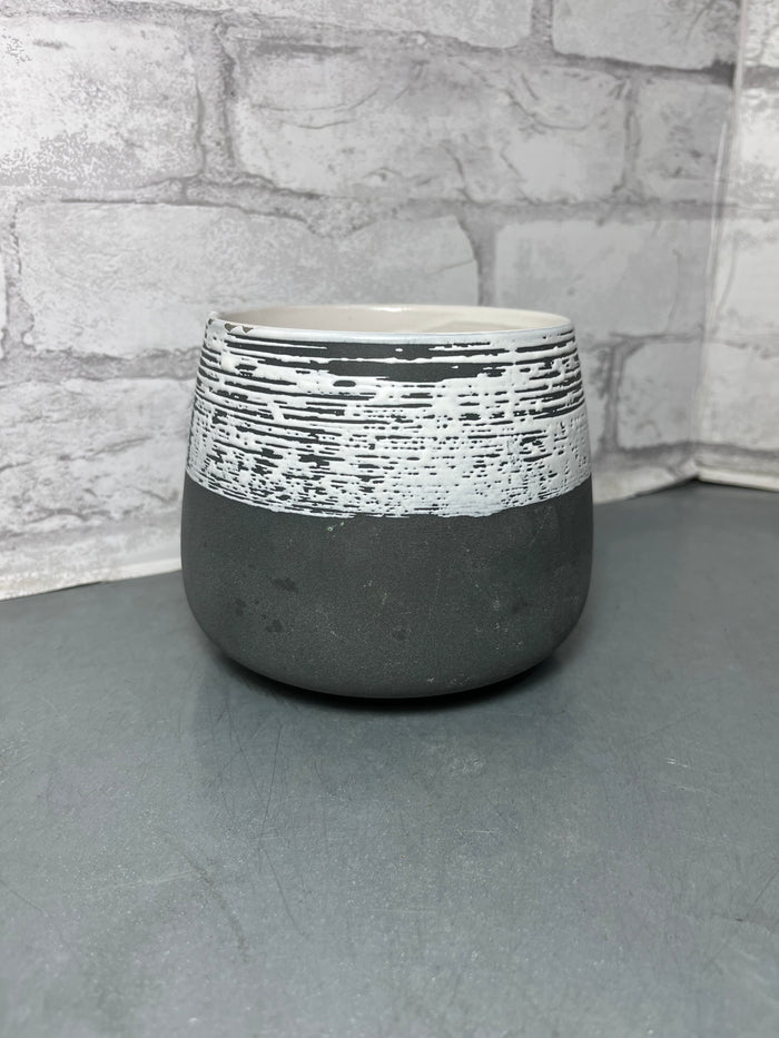 Gray & White Ceramic Pot Planter Pot