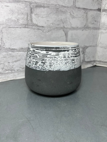 Gray & White Ceramic Pot Planter Pot