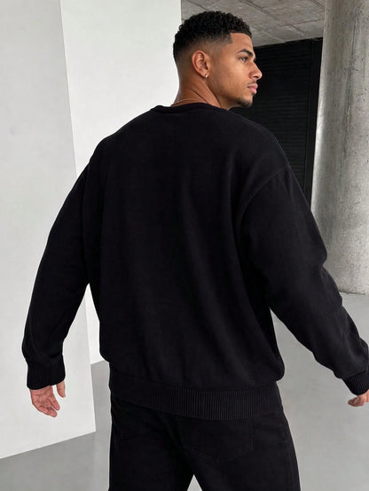 GRDR 1pc Men's Casual Striped Knit Sweater, Autumn/Winter