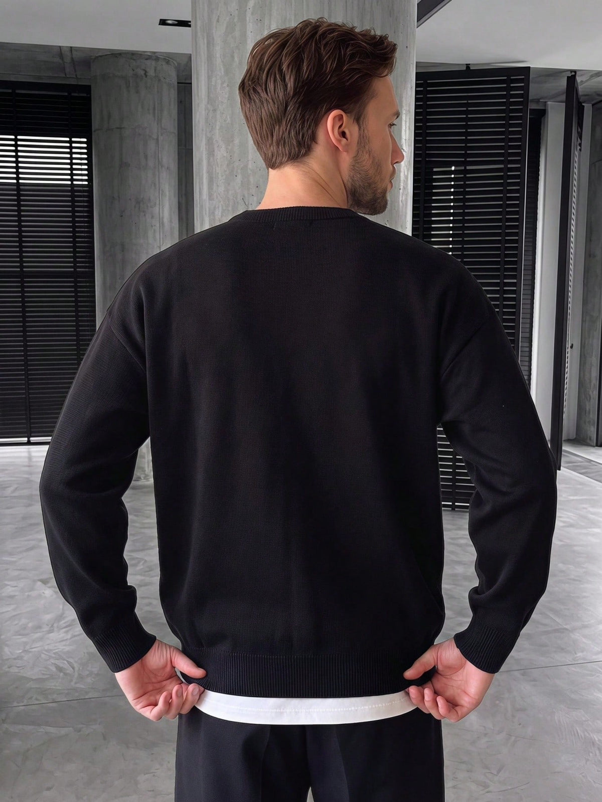 GRDR 1pc Men's Casual Striped Knit Sweater, Autumn/Winter