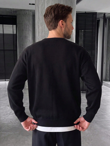 GRDR 1pc Men's Casual Striped Knit Sweater, Autumn/Winter