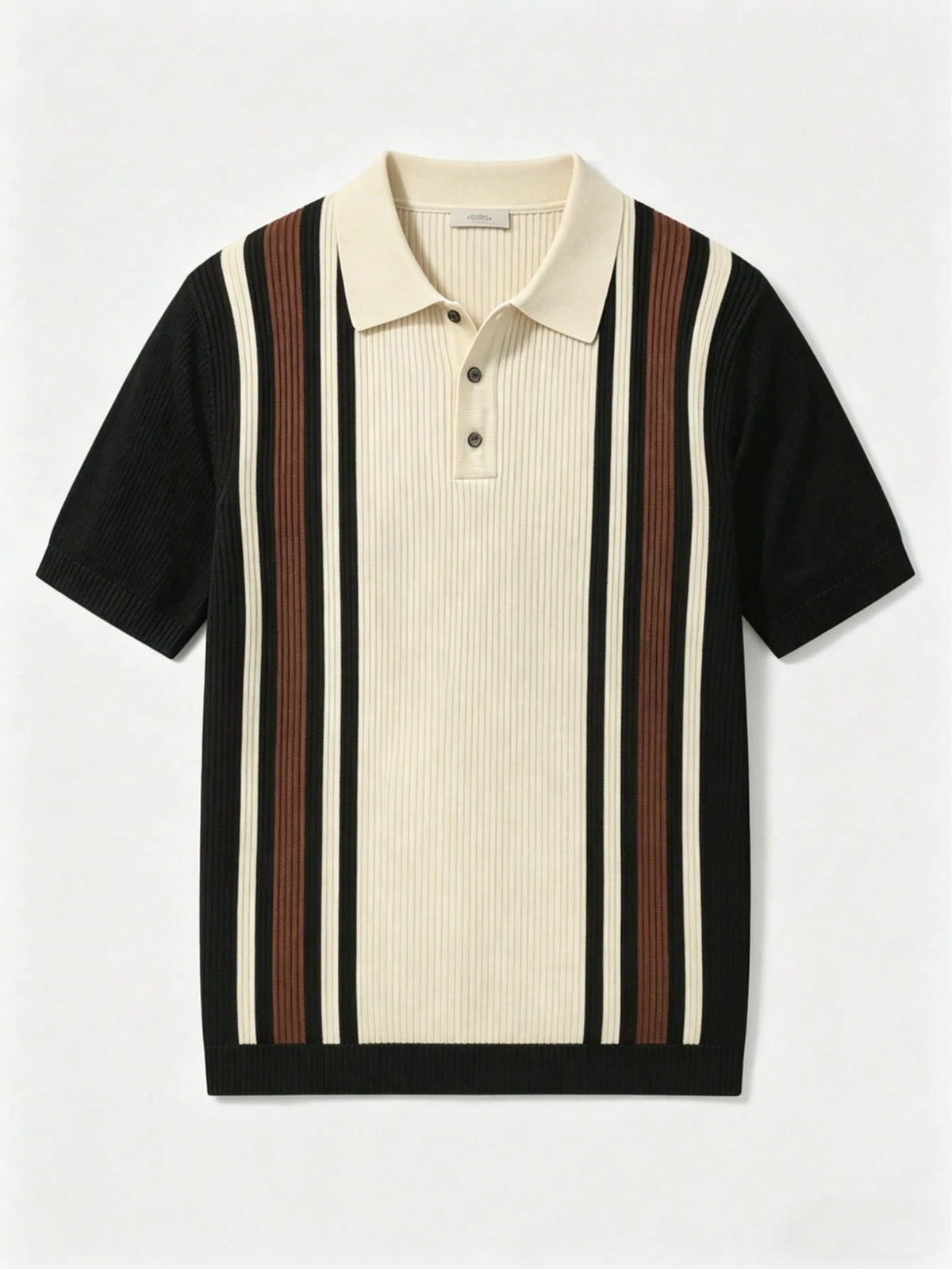 GRDR Men's Polo Collar Striped Casual Minimalist Stylish Knit Short Sleeve T-Shirt- Comfortable For Daily Outings And Activities