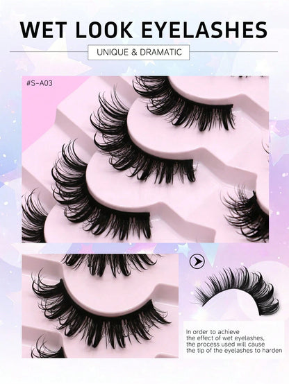 GROINNEYA 7 Pairs Comfortable Cat Eye False Eyelashes, Fluffy Soft Faux Mink Lashes 15mm Long, Natural & Thick Full Strip Lashes Suitable For Various Eye Shapes, Reusable, Ideal For Parties