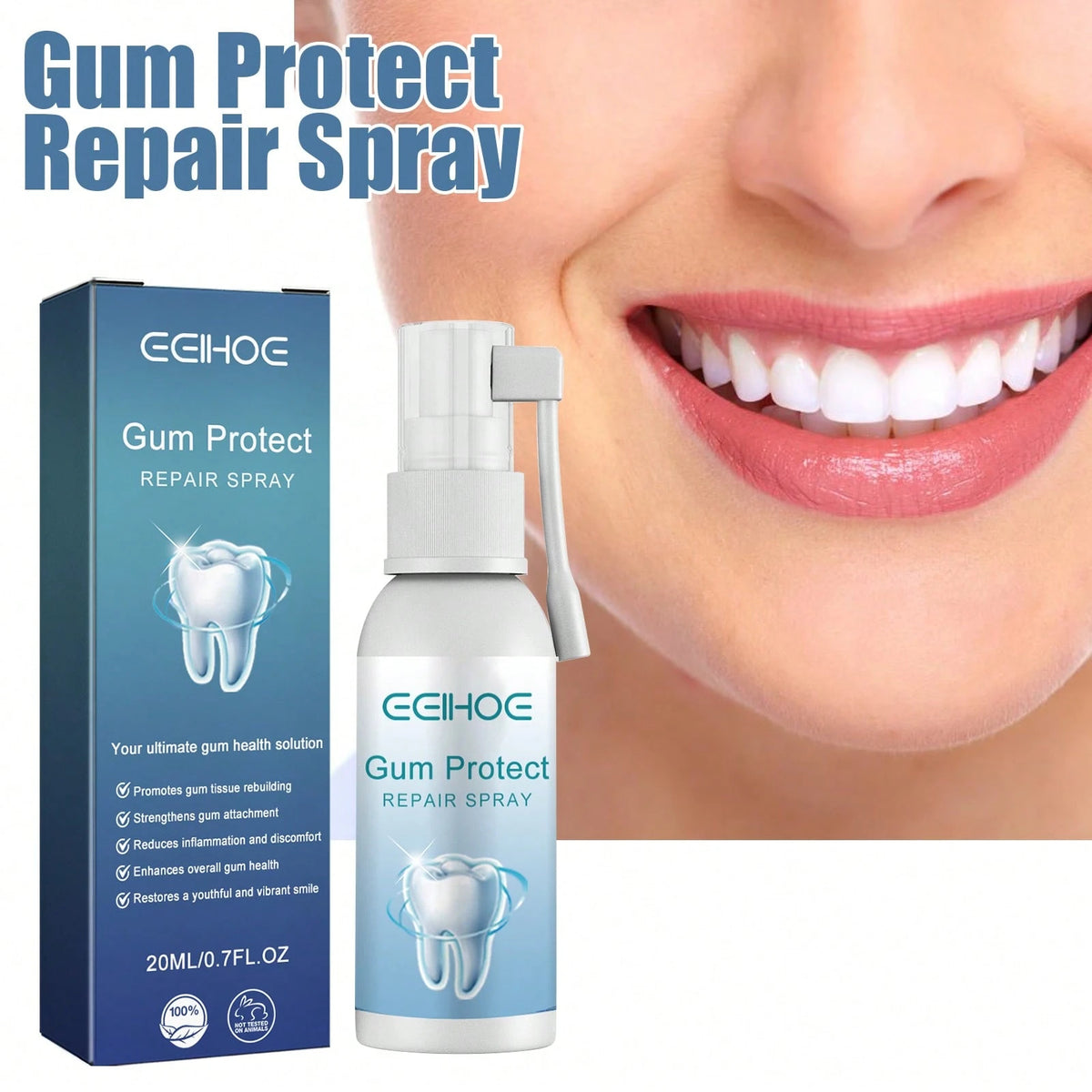 Gum Repair Spray- Relieves Swollen And Painful Gums Caused By Heat, Whitens Teeth, And Provides Oral Hygiene Care Spray