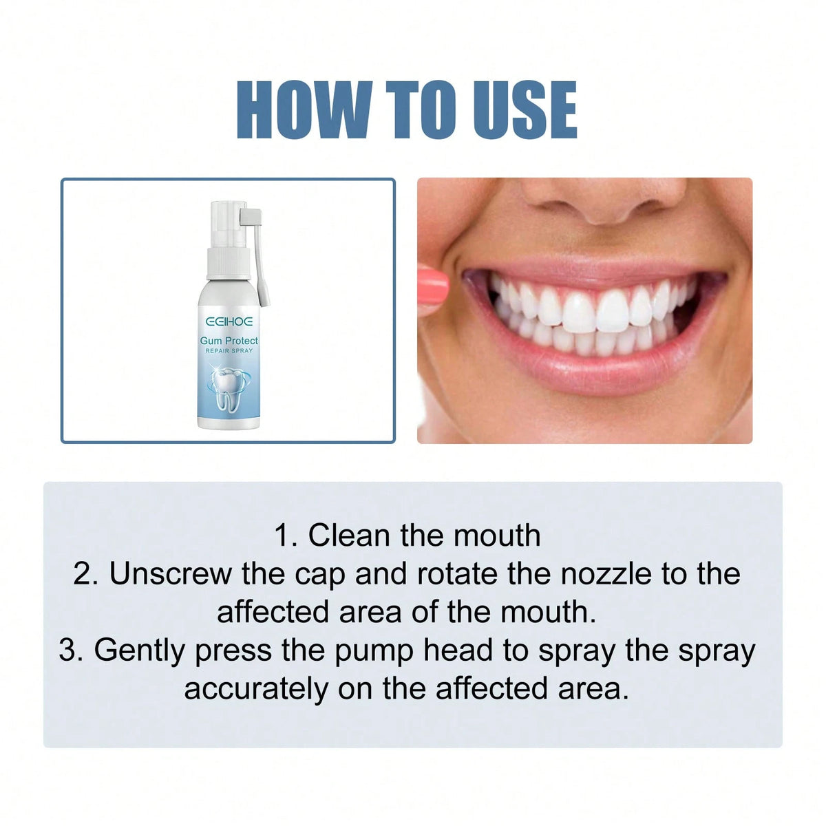 Gum Repair Spray- Relieves Swollen And Painful Gums Caused By Heat, Whitens Teeth, And Provides Oral Hygiene Care Spray