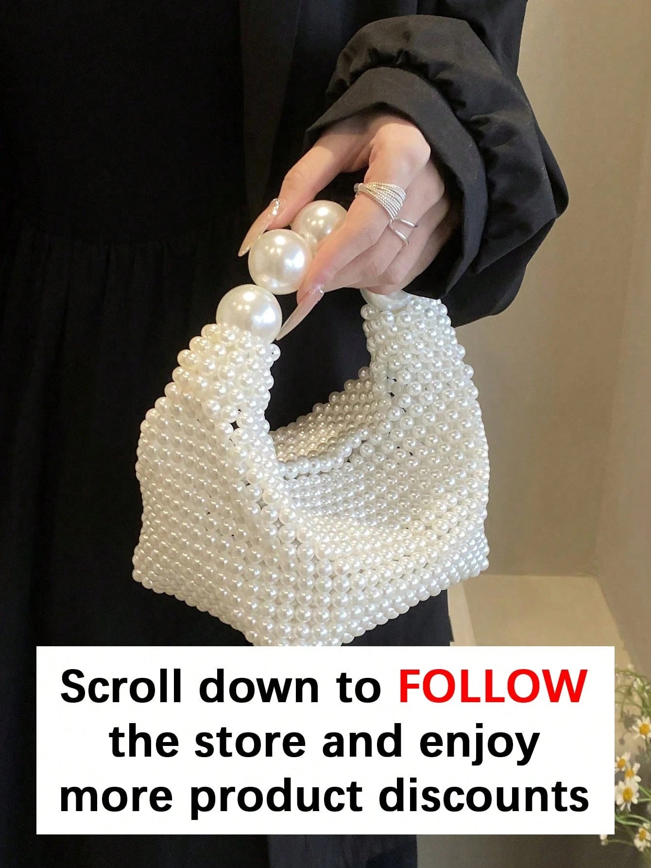 Handmade Woven Women's Evening Bag, French Retro Fairy Faux Pearl Bag, Large Capacity Handbag & Shoulder Bag, Suitable For Outings, Dates, Shopping, Daily Matching, Office, Commuting, Gifts And More O