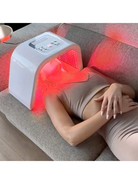 HanTai Red Light Therapy For Face, 7 Color LED Face Mask Neck Body SPA Skin Care Equipment At Home Use