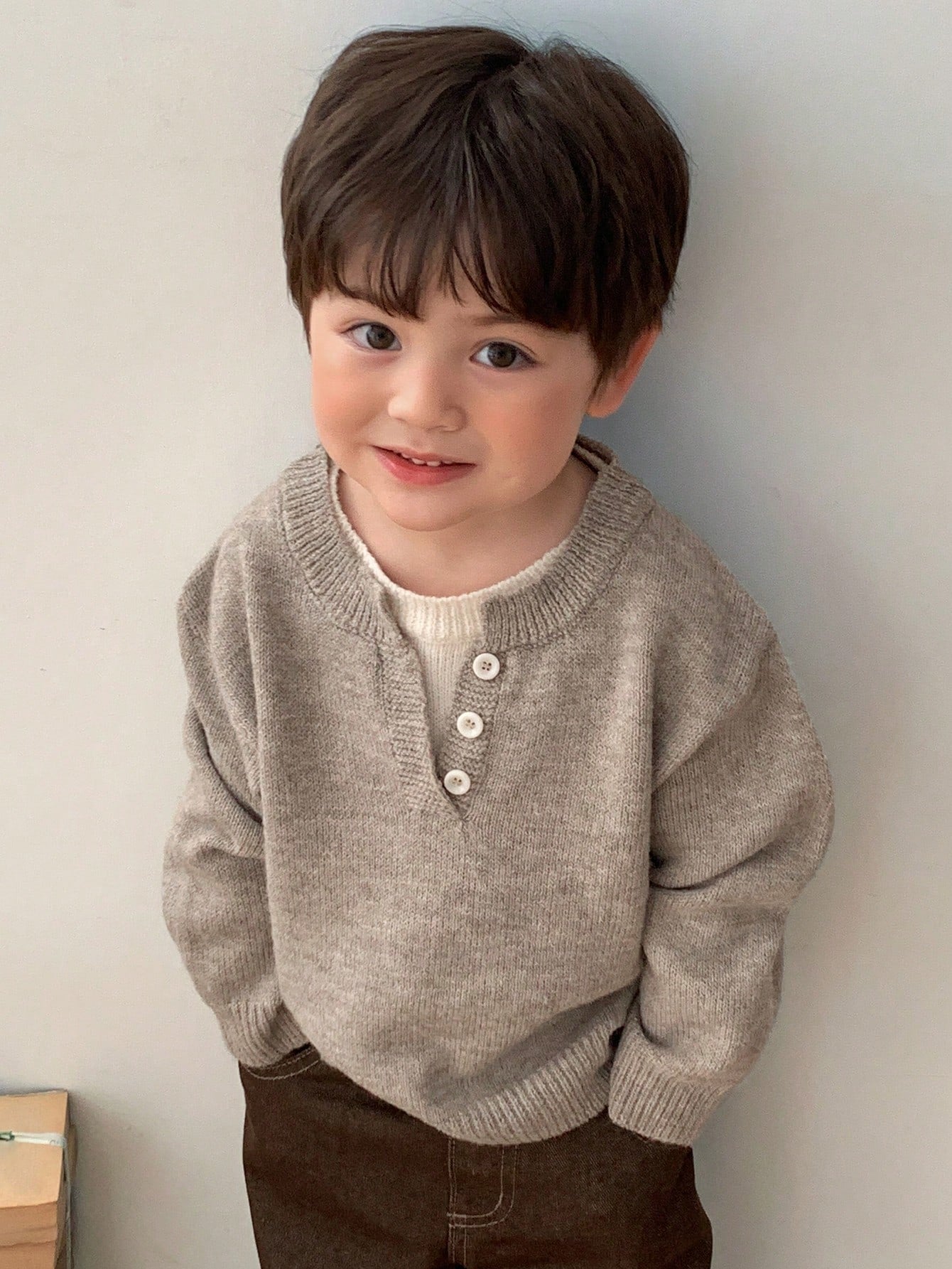Hapijoa Baby Boy Contrast Color 2 In 1 Long Sleeve Sweater, Autumn/Winter Toddler