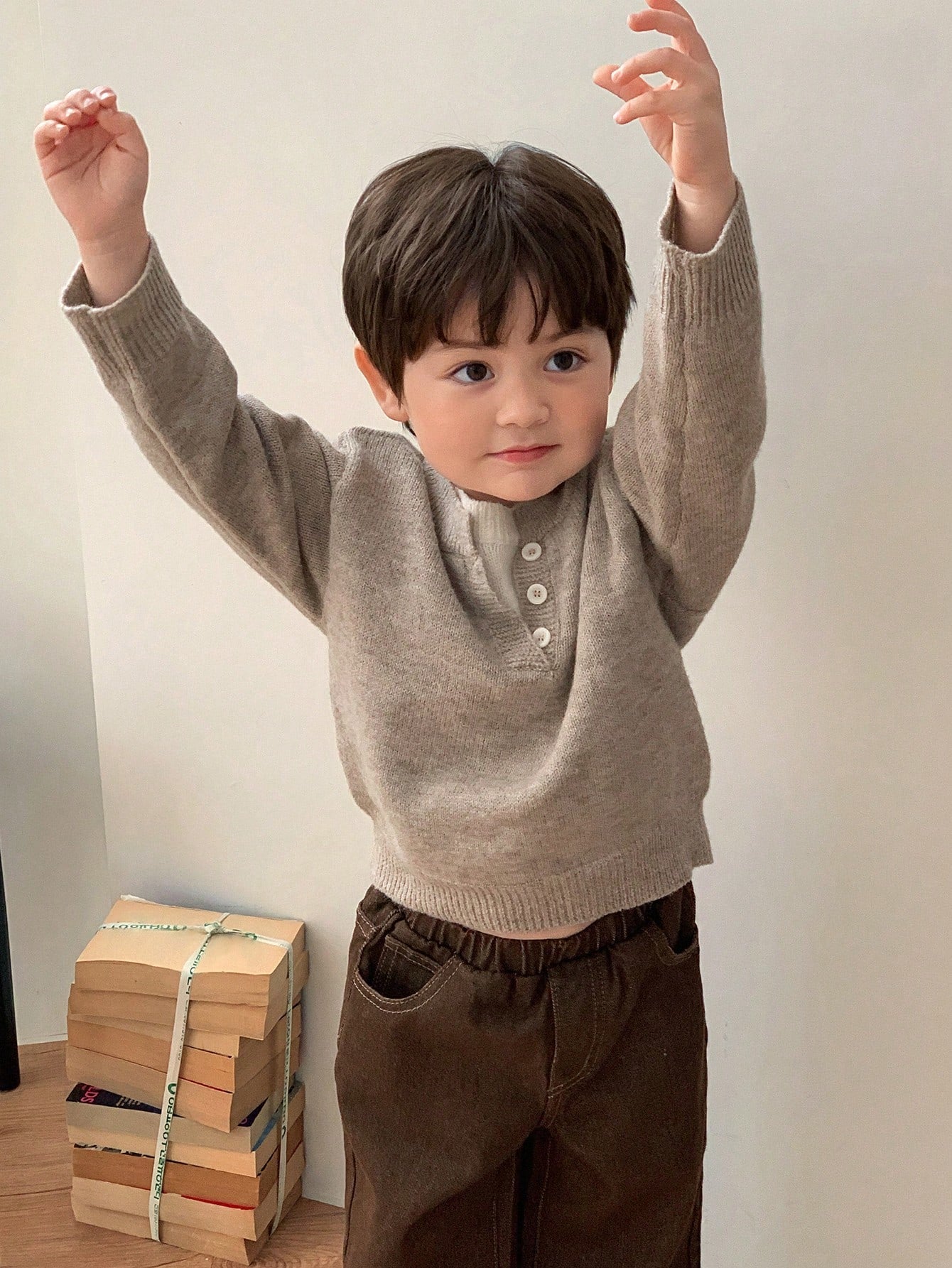 Hapijoa Baby Boy Contrast Color 2 In 1 Long Sleeve Sweater, Autumn/Winter Toddler