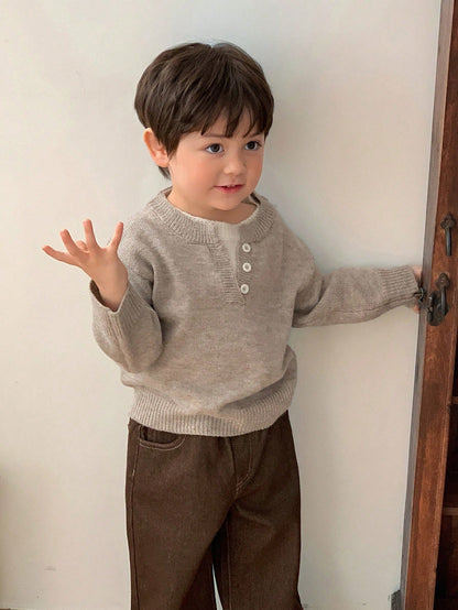 Hapijoa Baby Boy Contrast Color 2 In 1 Long Sleeve Sweater, Autumn/Winter Toddler