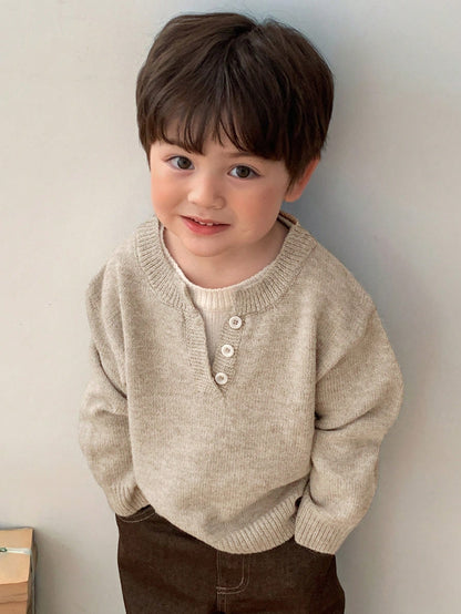 Hapijoa Baby Boy Contrast Color 2 In 1 Long Sleeve Sweater, Autumn/Winter Toddler