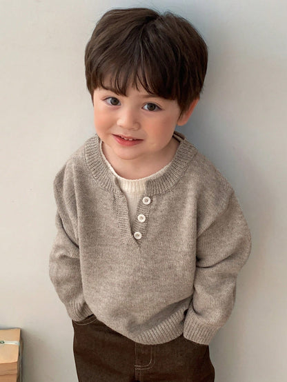 Hapijoa Baby Boy Contrast Color 2 In 1 Long Sleeve Sweater, Autumn/Winter Toddler