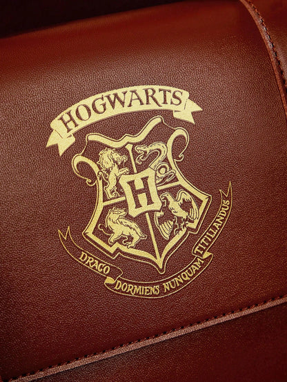 HARRY POTTER X 1pc PU Leather Magic Logo Print Bag, Tote Bag, Adjustable Shoulder Strap