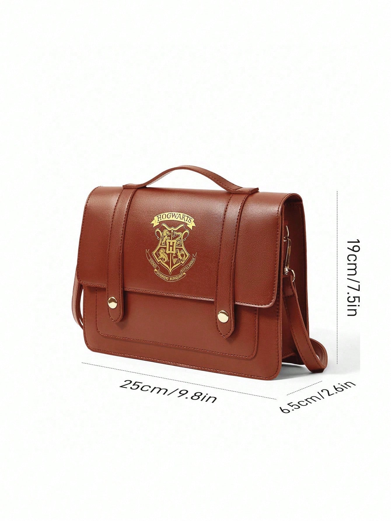 HARRY POTTER X 1pc PU Leather Magic Logo Print Bag, Tote Bag, Adjustable Shoulder Strap