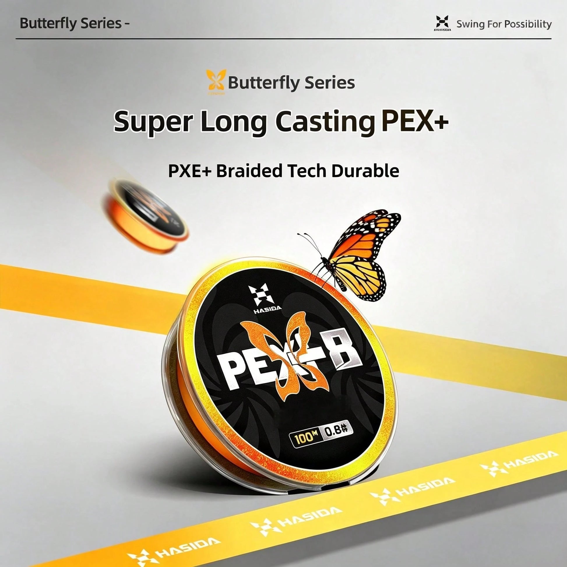 HASIDA Butterfly PE Fishing Line Main Line For Lure Fishing Super Tensile Long Cast Braided Line