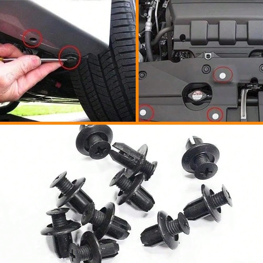 HE26 100PCS Universal Expansion Screw Clips Set, 6 Sizes Automotive Plastic Fastener Kit For Automobiles Mudguard Leaf Plates Door Panel Clip, Car Retainer Clips & Fastener Remover Car Accessories