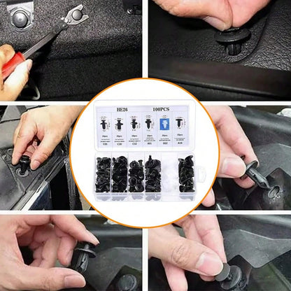 HE26 100PCS Universal Expansion Screw Clips Set, 6 Sizes Automotive Plastic Fastener Kit For Automobiles Mudguard Leaf Plates Door Panel Clip, Car Retainer Clips & Fastener Remover Car Accessories