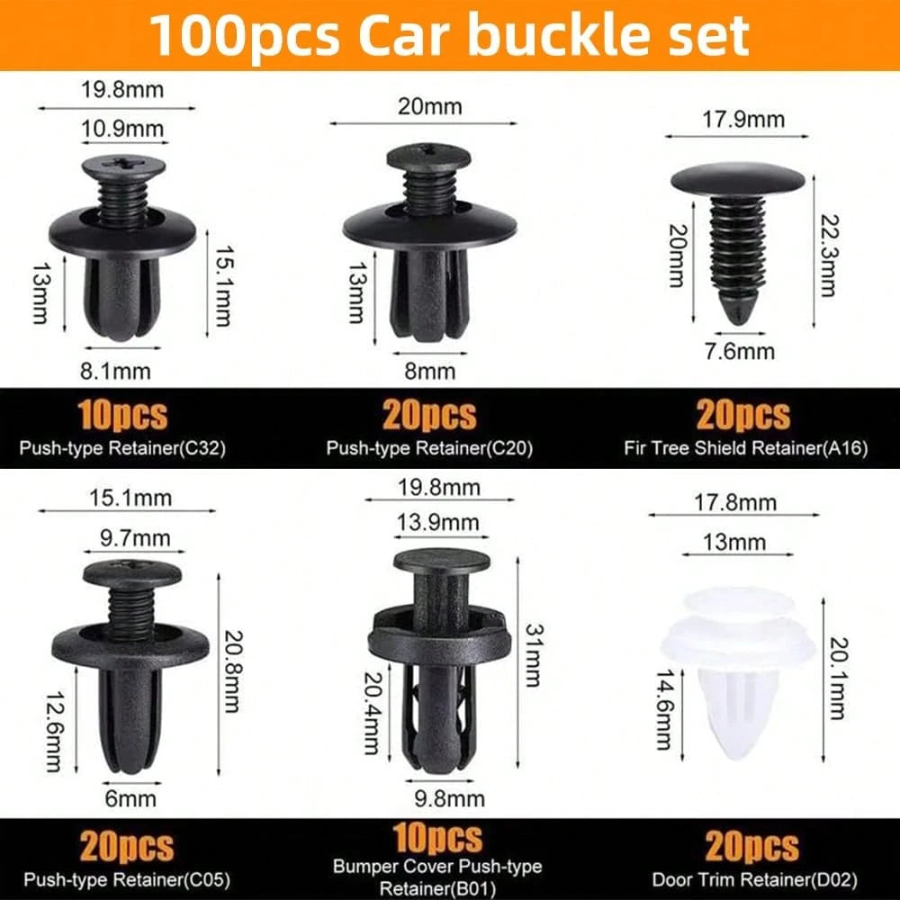 HE26 100PCS Universal Expansion Screw Clips Set, 6 Sizes Automotive Plastic Fastener Kit For Automobiles Mudguard Leaf Plates Door Panel Clip, Car Retainer Clips & Fastener Remover Car Accessories