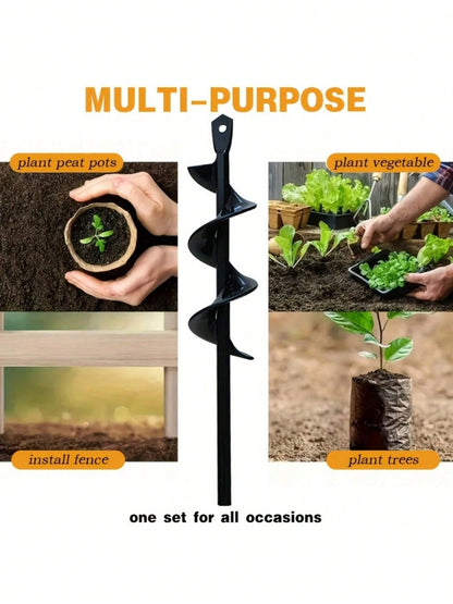 Heavy-Duty Garden Auger Drill Bits| High-Strength Steel Earth Augers Available In Single/Multi-Pack| 3/8" Hex Shank, Compatible With Manual & Power Tools For Planting, Post Hole Digging And Soil Mix