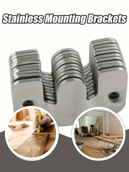 Heavy Duty Stainless Steel Mounting Bracket| Recessed Interlocking Hooks With Screws, Suitable For Furniture And Bed Corners| Corrosion-Resistant Wall Hardware For Frames And Gallery Displays