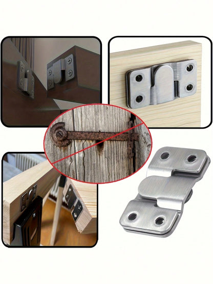 Heavy Duty Stainless Steel Mounting Bracket| Recessed Interlocking Hooks With Screws, Suitable For Furniture And Bed Corners| Corrosion-Resistant Wall Hardware For Frames And Gallery Displays
