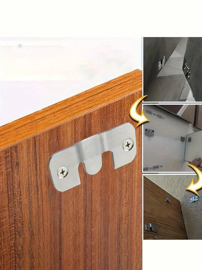 Heavy Duty Stainless Steel Mounting Bracket| Recessed Interlocking Hooks With Screws, Suitable For Furniture And Bed Corners| Corrosion-Resistant Wall Hardware For Frames And Gallery Displays