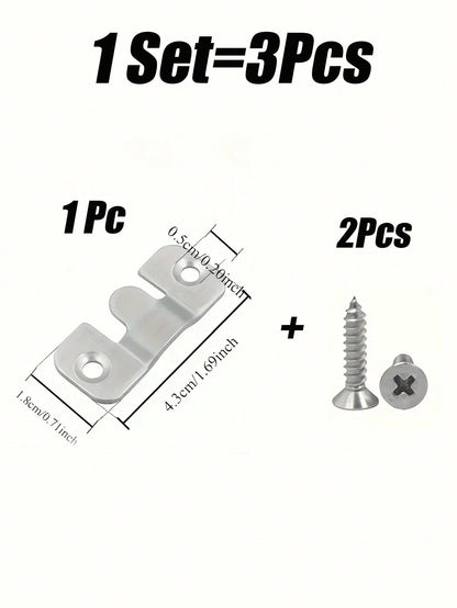 Heavy Duty Stainless Steel Mounting Bracket| Recessed Interlocking Hooks With Screws, Suitable For Furniture And Bed Corners| Corrosion-Resistant Wall Hardware For Frames And Gallery Displays