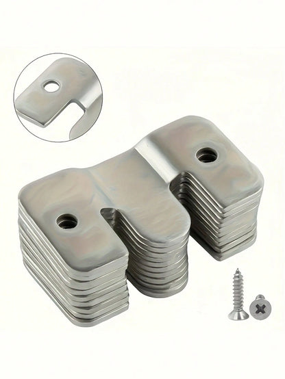Heavy Duty Stainless Steel Mounting Bracket| Recessed Interlocking Hooks With Screws, Suitable For Furniture And Bed Corners| Corrosion-Resistant Wall Hardware For Frames And Gallery Displays