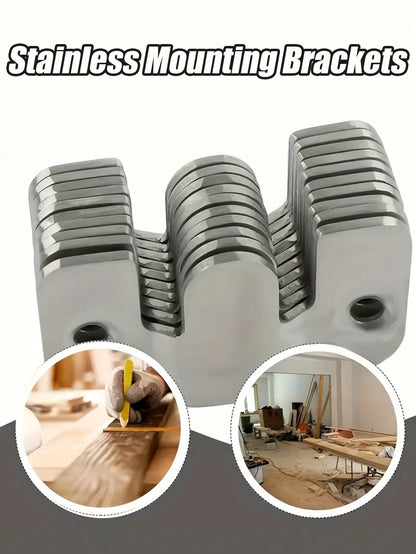 Heavy Duty Stainless Steel Mounting Bracket| Recessed Interlocking Hooks With Screws, Suitable For Furniture And Bed Corners| Corrosion-Resistant Wall Hardware For Frames And Gallery Displays