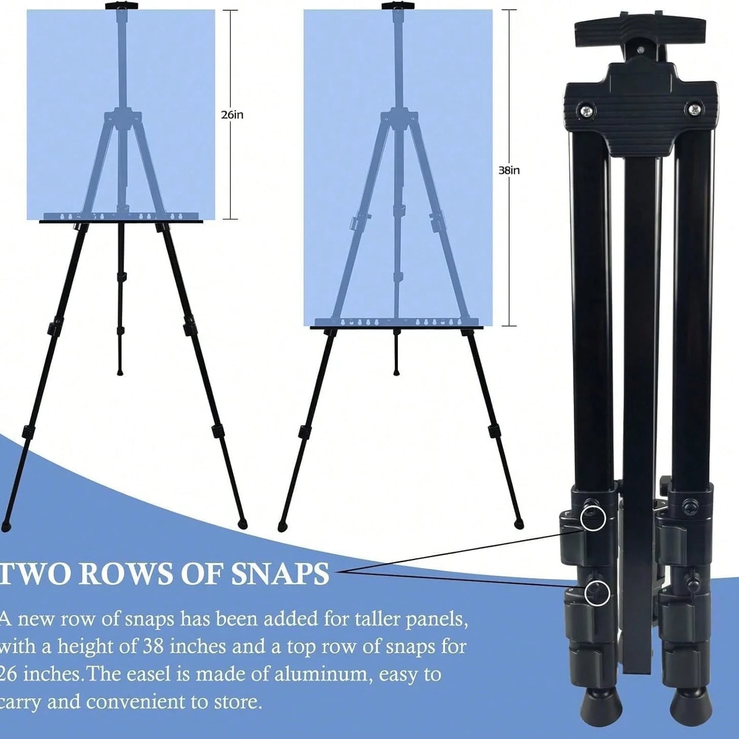 Height Adjustable Floor Metal Easel For Art Creation & Display