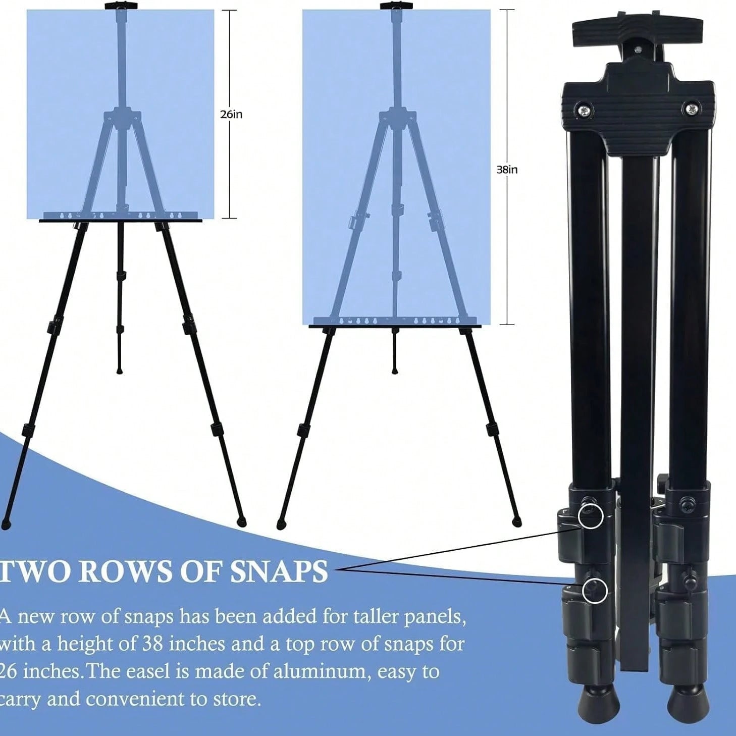 Height Adjustable Floor Metal Easel For Art Creation & Display