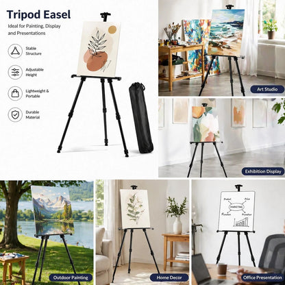 Height Adjustable Floor Metal Easel For Art Creation & Display