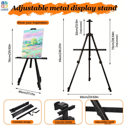 Height Adjustable Floor Metal Easel For Art Creation & Display