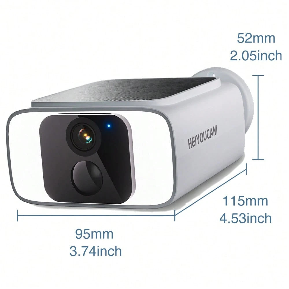 HEIYOUCAM 2K Solar Security Cameras Wireless Outdoor, 2.4Ghz&5Ghz WiFi Surveillance Outdoor Camera For Home Security With Embedded Solar Panel, Color Night Vision, 2-Way Talk, IP65 Waterproof, TF Card
