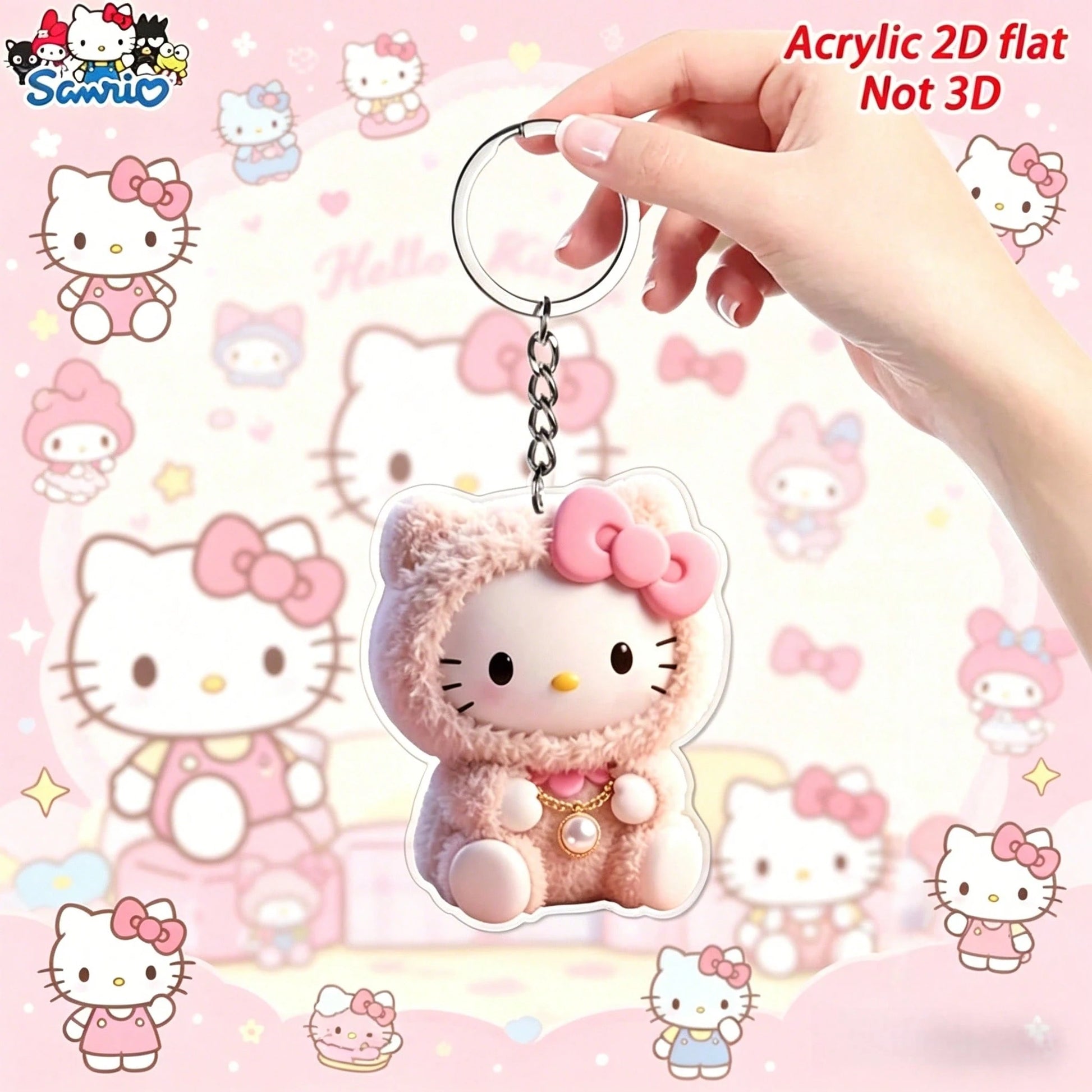 Hello Kitty Acrylic Keychain, Bag Charm Or Home Decor, Mother's Day/Teacher's Day Gift, Graduation Car Key Chain, Women's Accessory