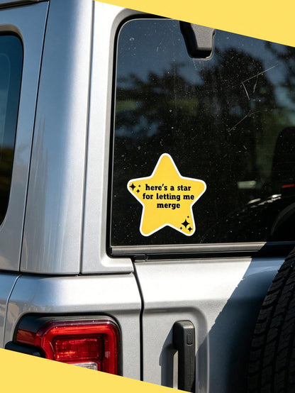 Here's A Star For Letting Me Merge| Cute Funny Car Sticker, Bumper Sticker, Driver Gift