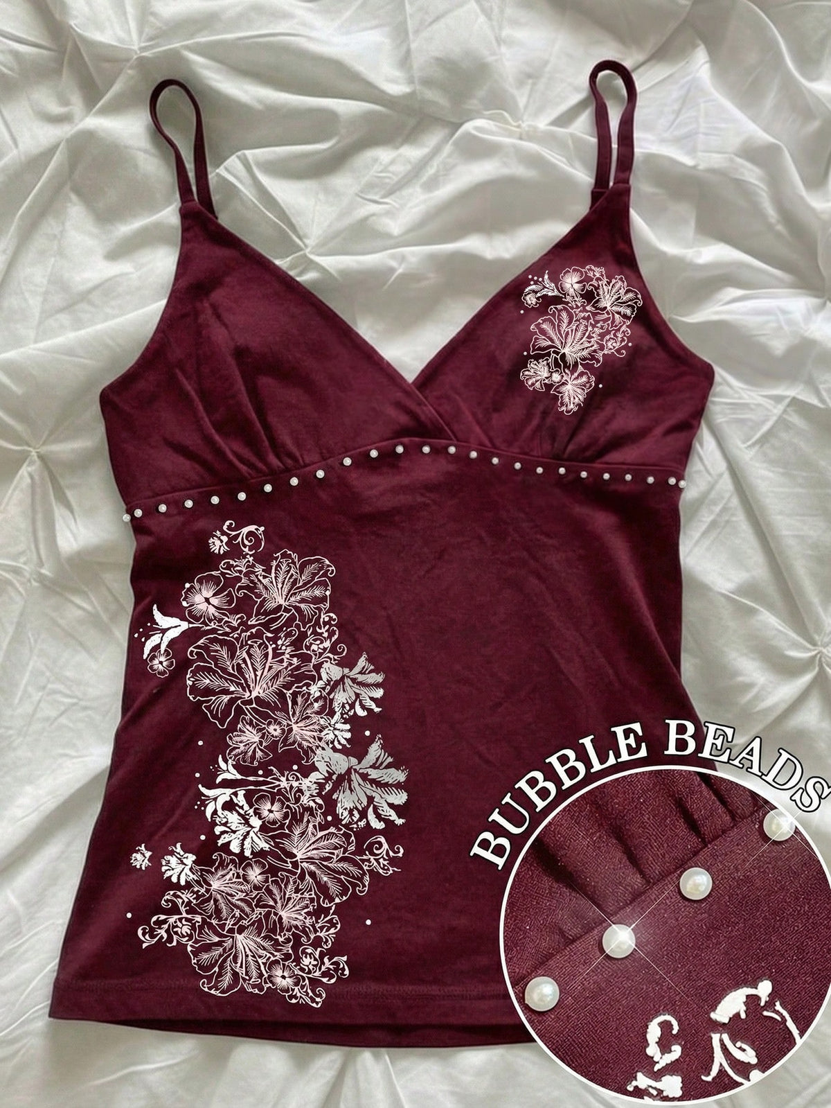 Hibiscus Flower Print Casual Sleeveless Cami Top, Summer Tops, Beach Outfits For Women