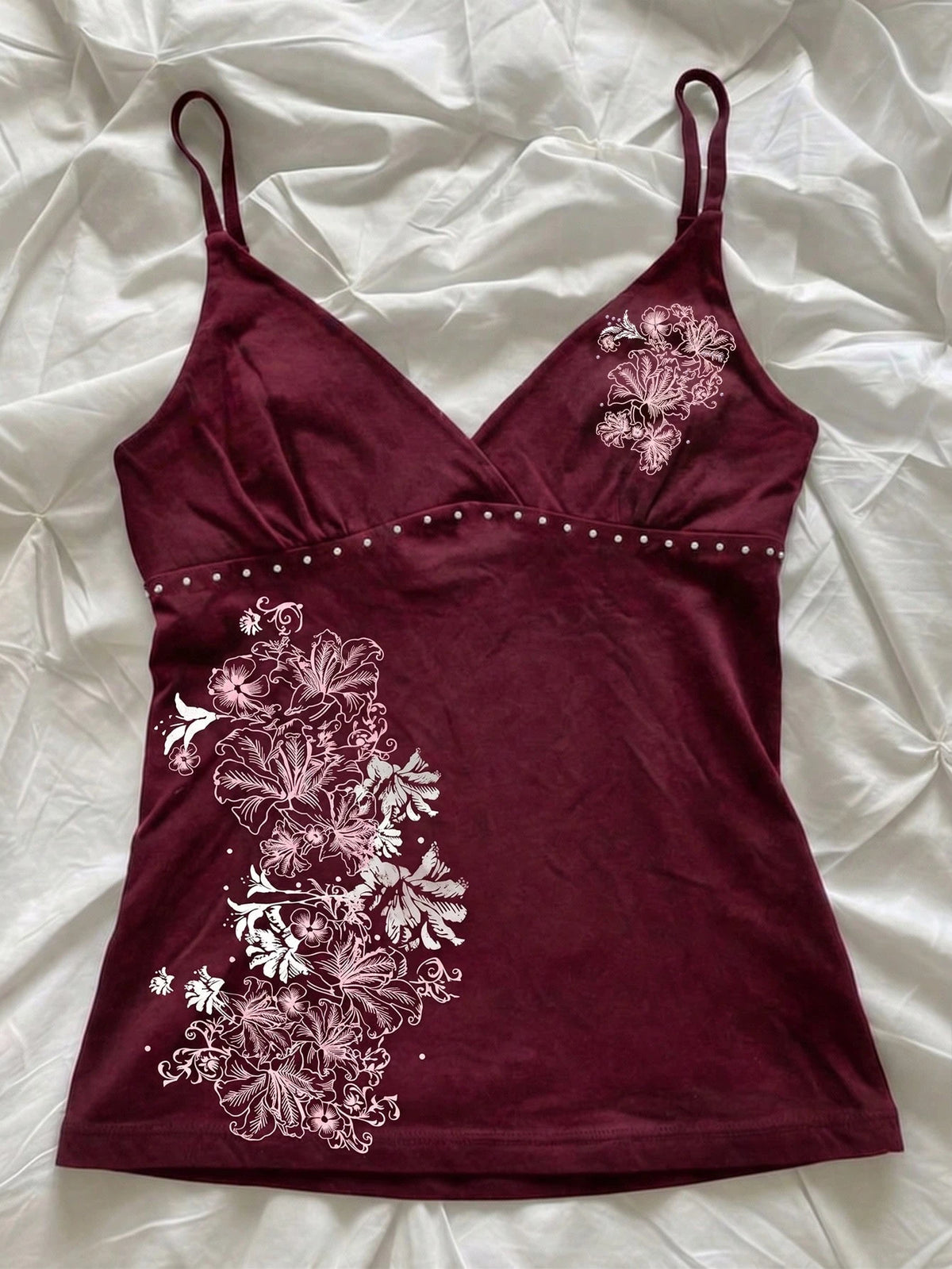 Hibiscus Flower Print Casual Sleeveless Cami Top, Summer Tops, Beach Outfits For Women