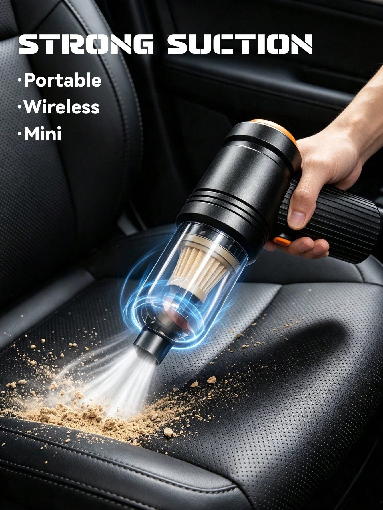 High-Power Wireless Vacuum Cleaner (USB Rechargeable; Suitable For Home And Car Use; Handheld Design; Powerful Suction; Dual Vacuuming And Blowing Functions; Built-In 2400mAh Battery)
