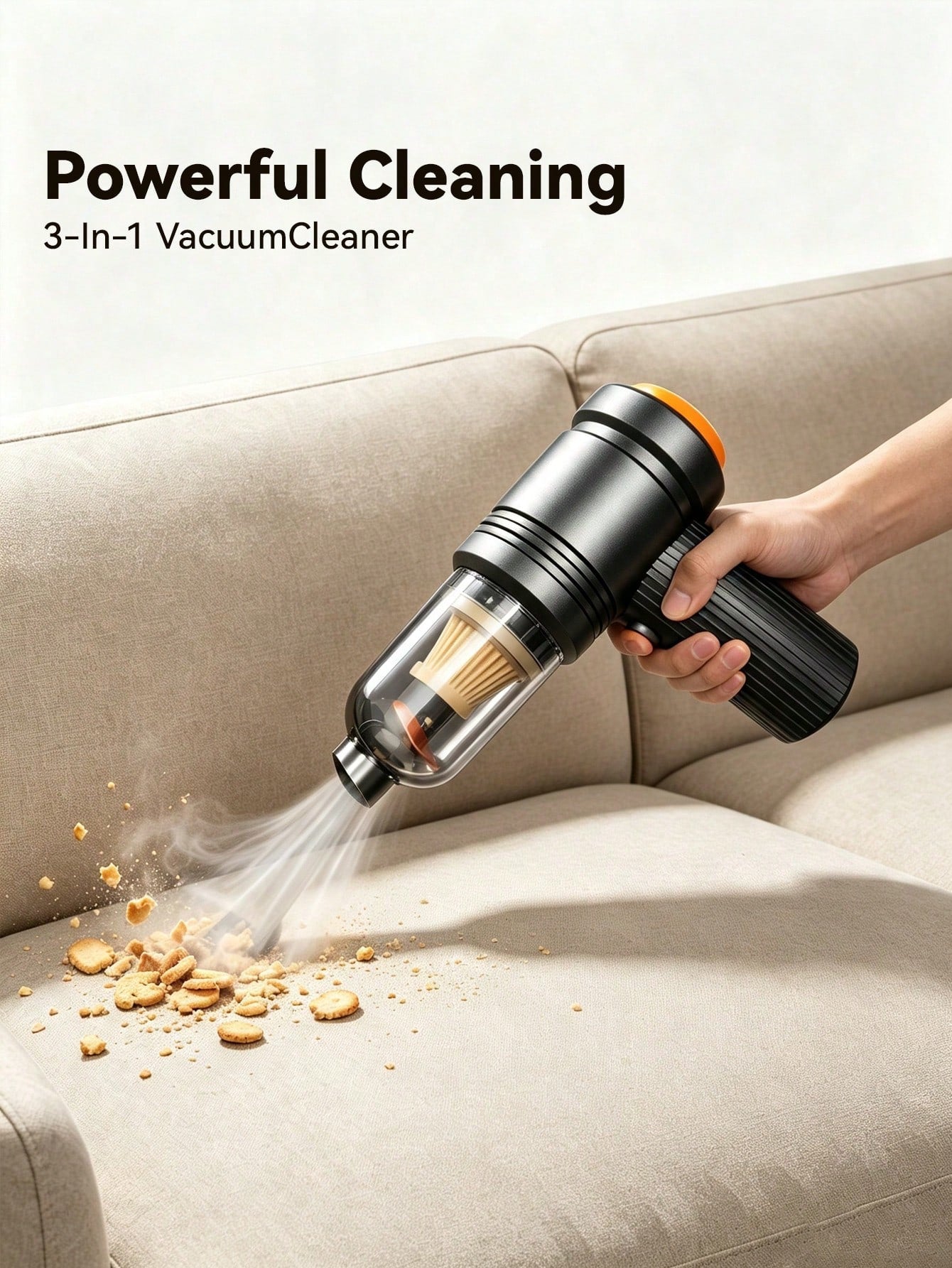 High-Power Wireless Vacuum Cleaner (USB Rechargeable; Suitable For Home And Car Use; Handheld Design; Powerful Suction; Dual Vacuuming And Blowing Functions; Built-In 2400mAh Battery)