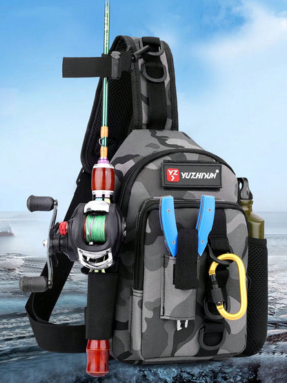 High-Quality Durable Fishing Tackle Bag With Rod Holder And Multiple Compartments, Premium Zipper Design, Suitable For Fishing And Outdoor Activities, Can Store Fishing Accessories, An Ideal Fishing G
