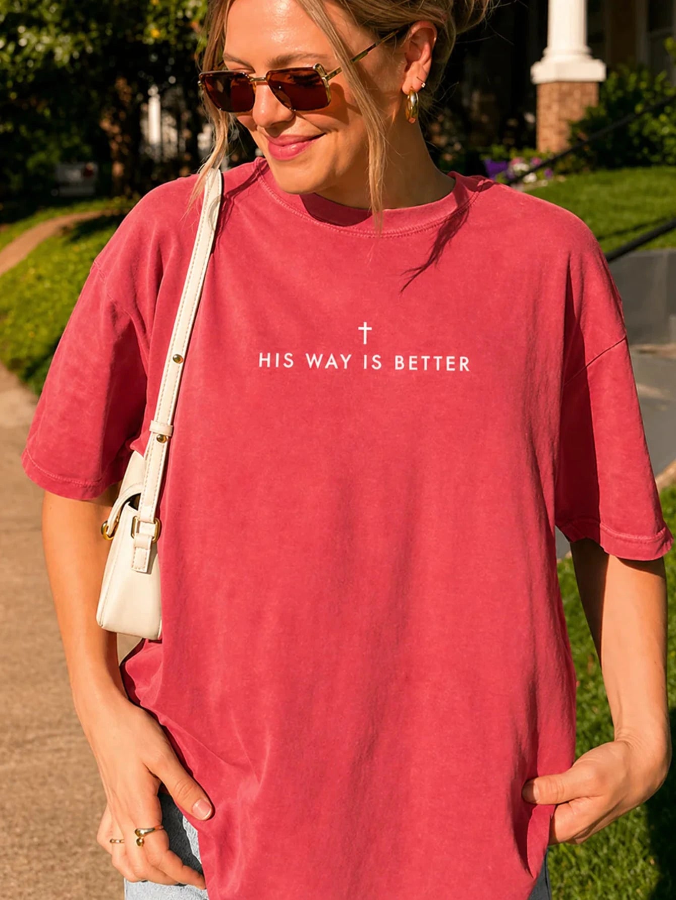 "His Way Is Better" Christian T-Shirt, Simple Faith-Themed Plus-Size Women's T-Shirt, Cute Christian Merchandise, Jesus Pattern Tees, Religious Gift.