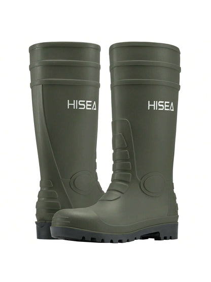 HISEA Men's Rain Boots PVC Rubber Boots, Waterproof Garden Fishing Outdoor Work Boots, Durable Slip Resistant Knee Boots For Agriculture And Industrial Working