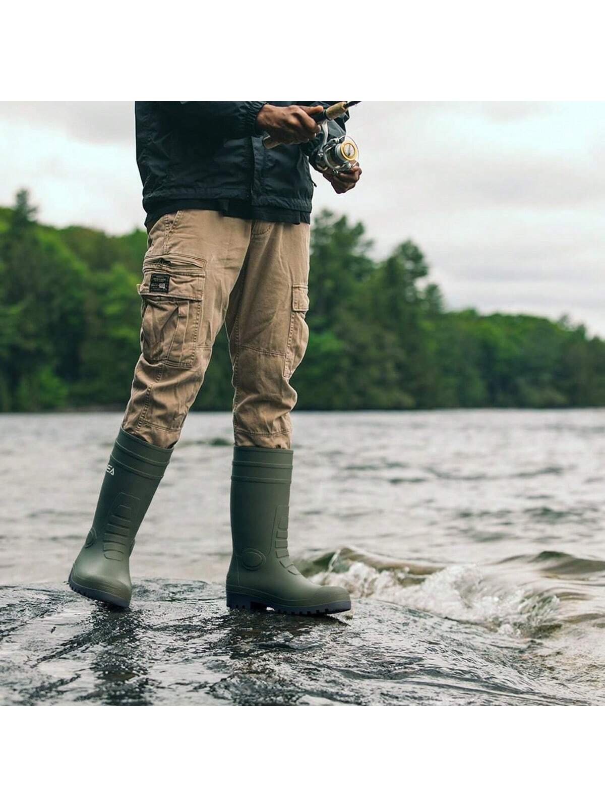 HISEA Men's Rain Boots PVC Rubber Boots, Waterproof Garden Fishing Outdoor Work Boots, Durable Slip Resistant Knee Boots For Agriculture And Industrial Working