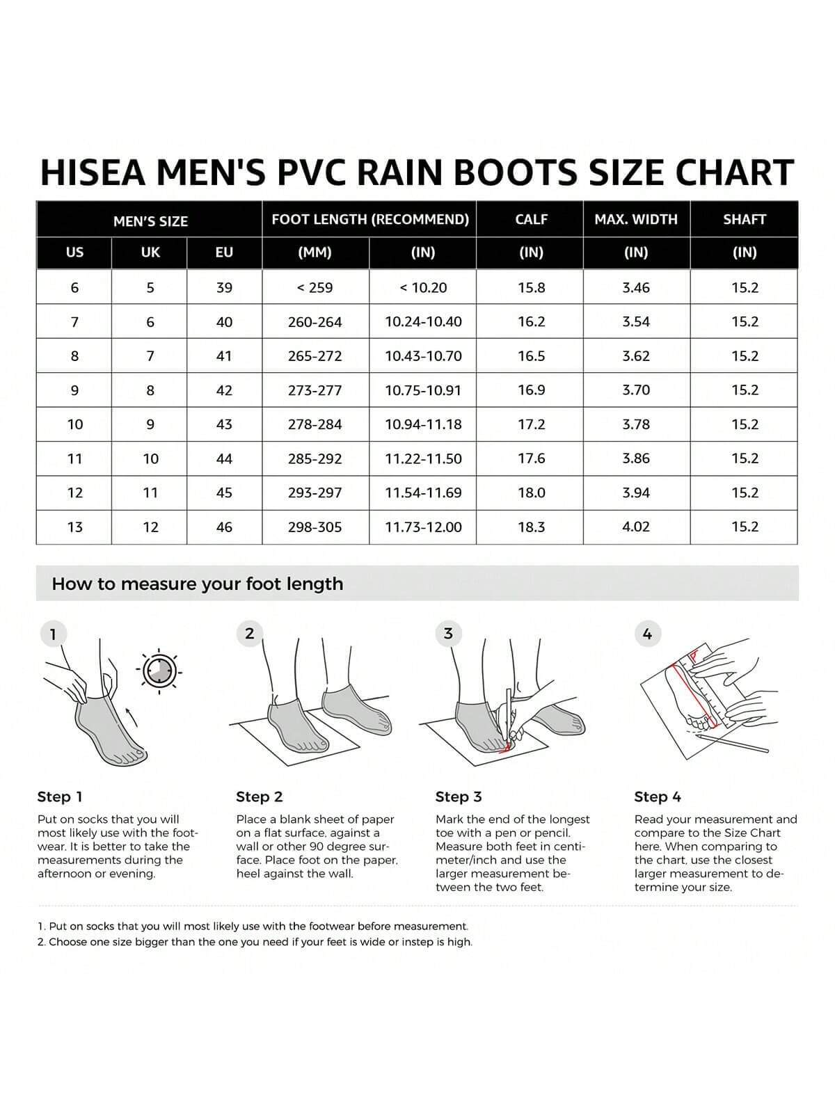 HISEA Men's Rain Boots PVC Rubber Boots, Waterproof Garden Fishing Outdoor Work Boots, Durable Slip Resistant Knee Boots For Agriculture And Industrial Working